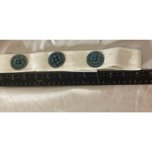 4 Pc native American turquoise southwestern  beaded shoe cover headband Belt. B2 - Picture 5 of 16